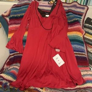 New with tags Red Oleg Cassini bell sleeve dress, size 14